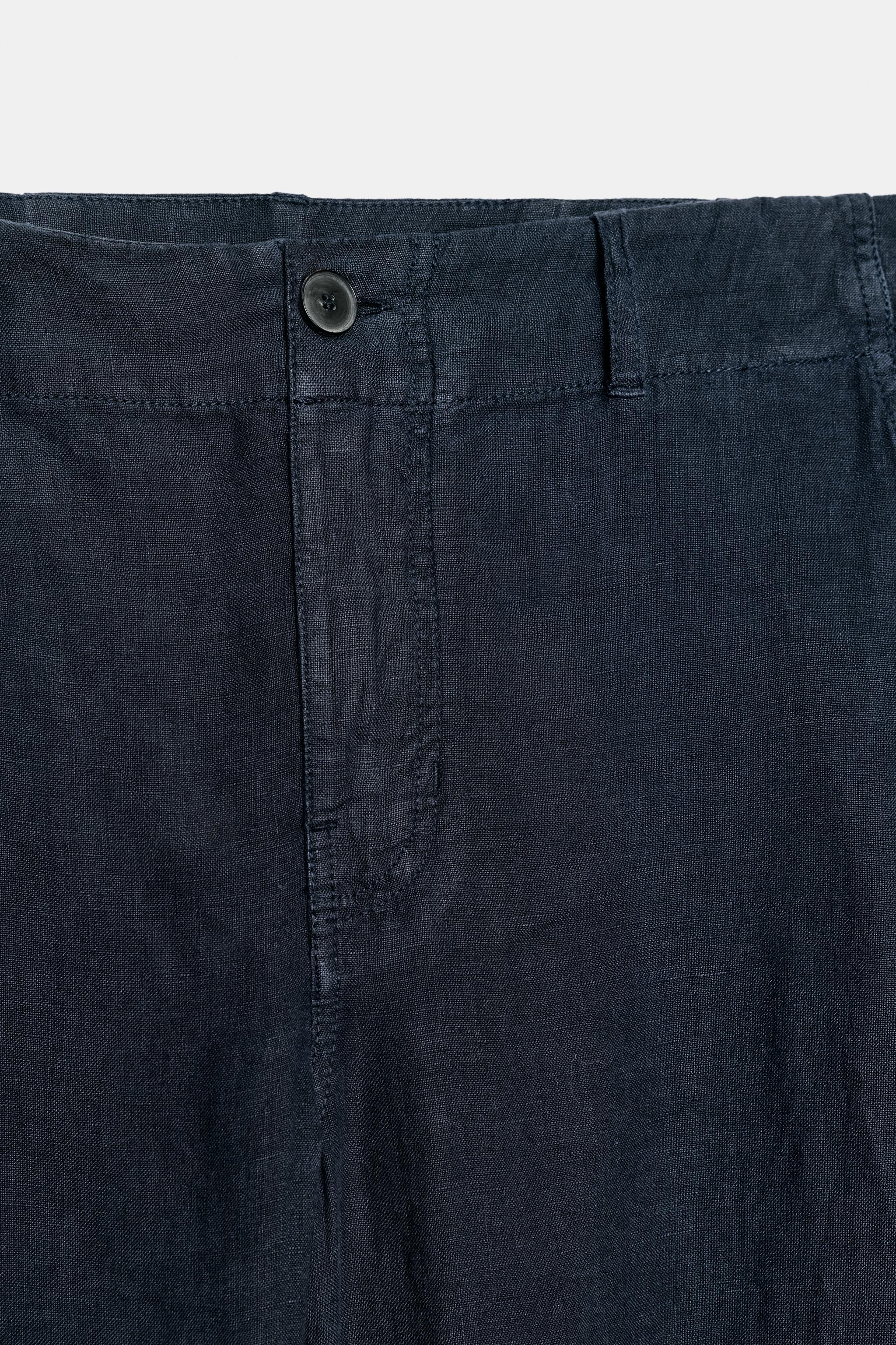 100% LINEN BARREL TROUSERS ZW COLLECTION